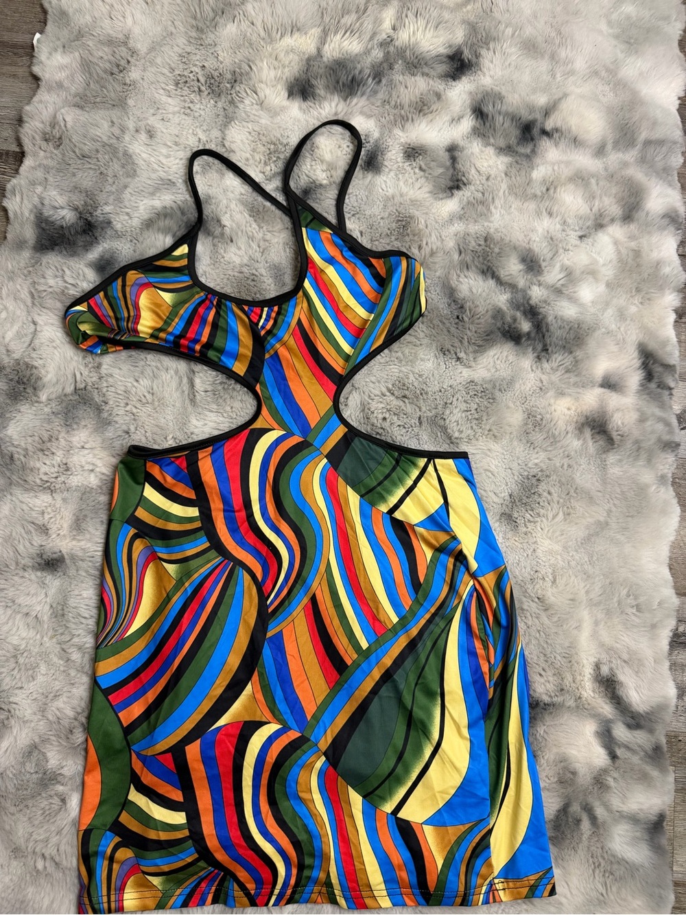 SHEIN Multicolor Swirl Cutout Bodycon Dress